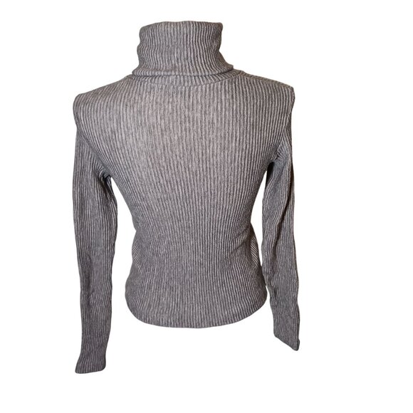Club Monaco Meredy Ribbed Heather Gray Turtleneck Top Size XS Soft Cozy Sweater - Picture 4 of 11